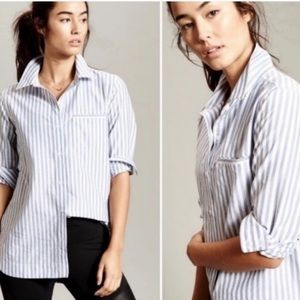 Athleta Blue/White Striped Weekender Blouse, Size M